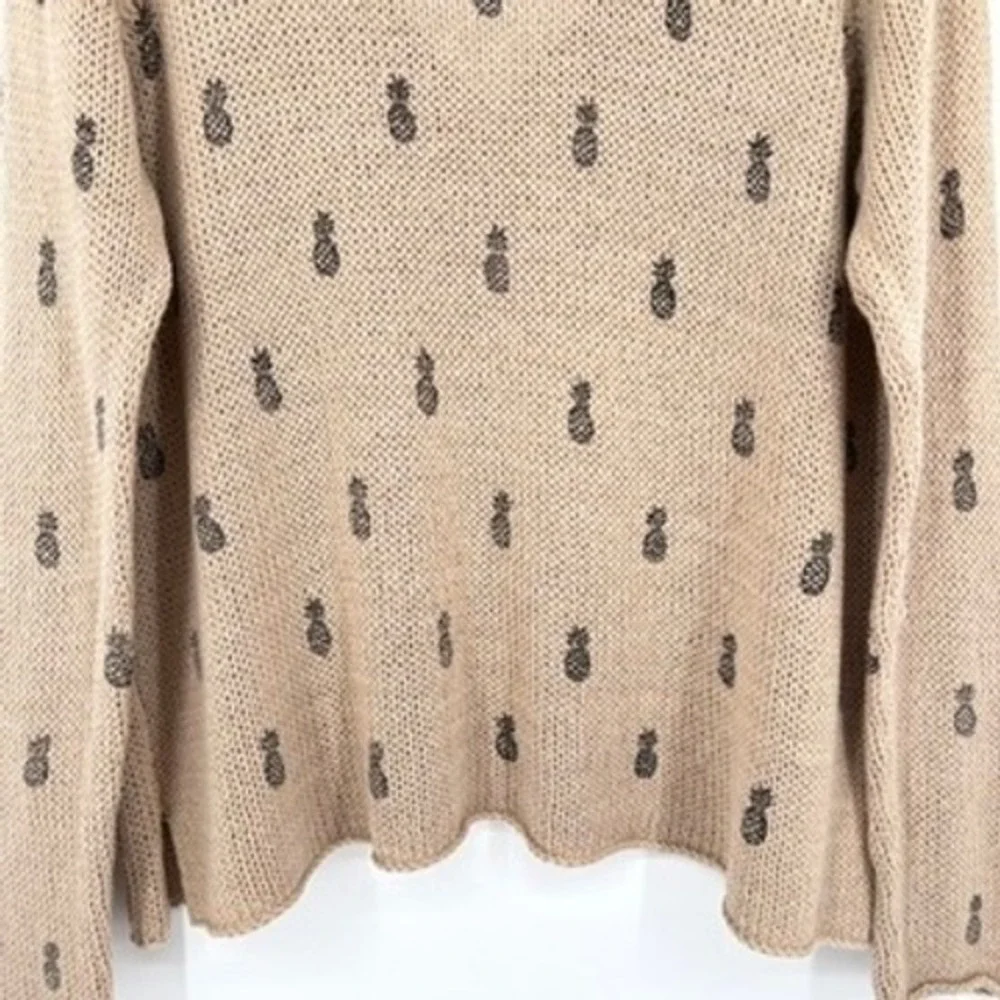Wooden‎ Ships Pullover Sweater Open Knit Pineapple Lightweight Tan Cotton M/L